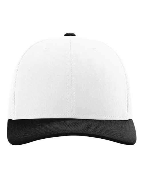 Richardson 112 cap with white crown and dark charcoal/black brim