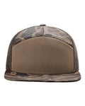 Camouflage mesh-back cap with brown front panel and dark camo brim