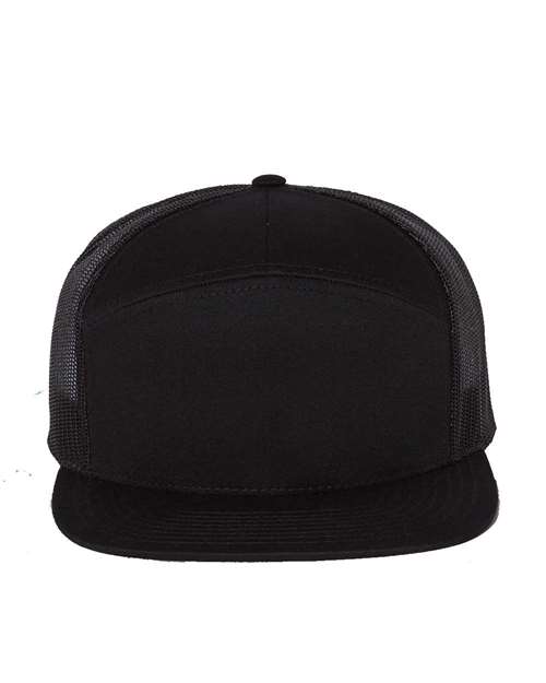 Black baseball cap with black mesh sides and curved brim